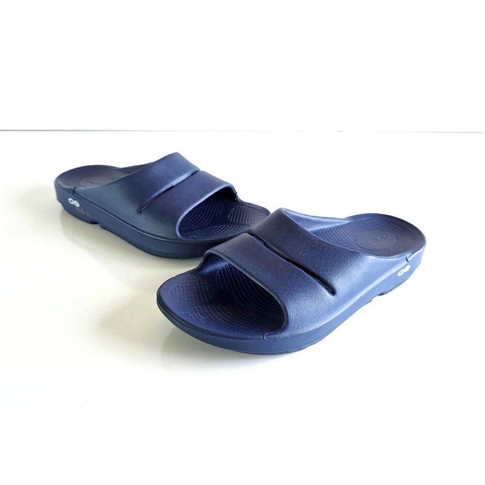 OOFOS OOahh Slide Sandals Navy Blue Women's 9 40 Comfort